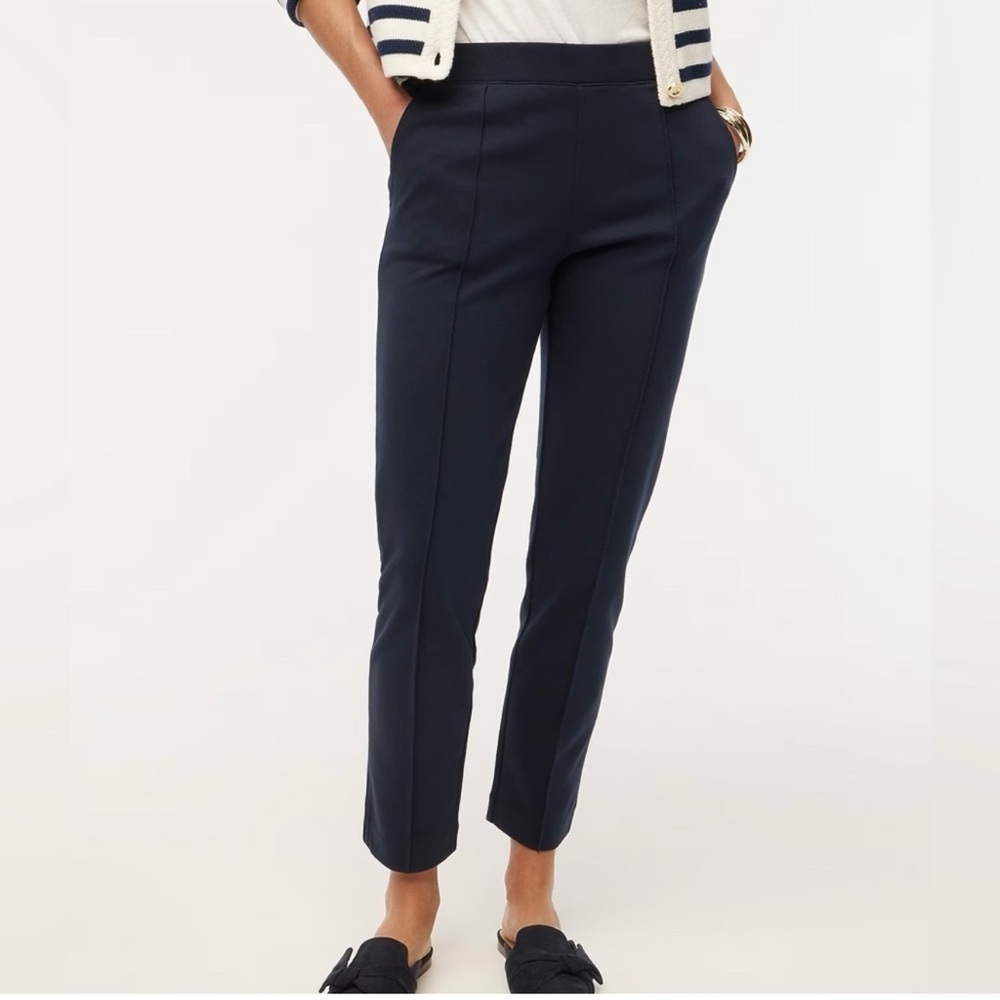 NWT J. Crew Navy Blue Pintuck Sweatpants L 1” seam separation in back easy fix